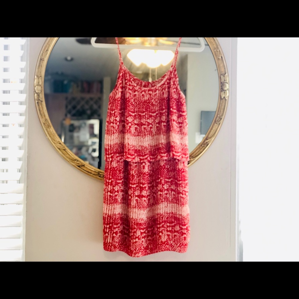 PARKER Red Pleated Dress Size XS